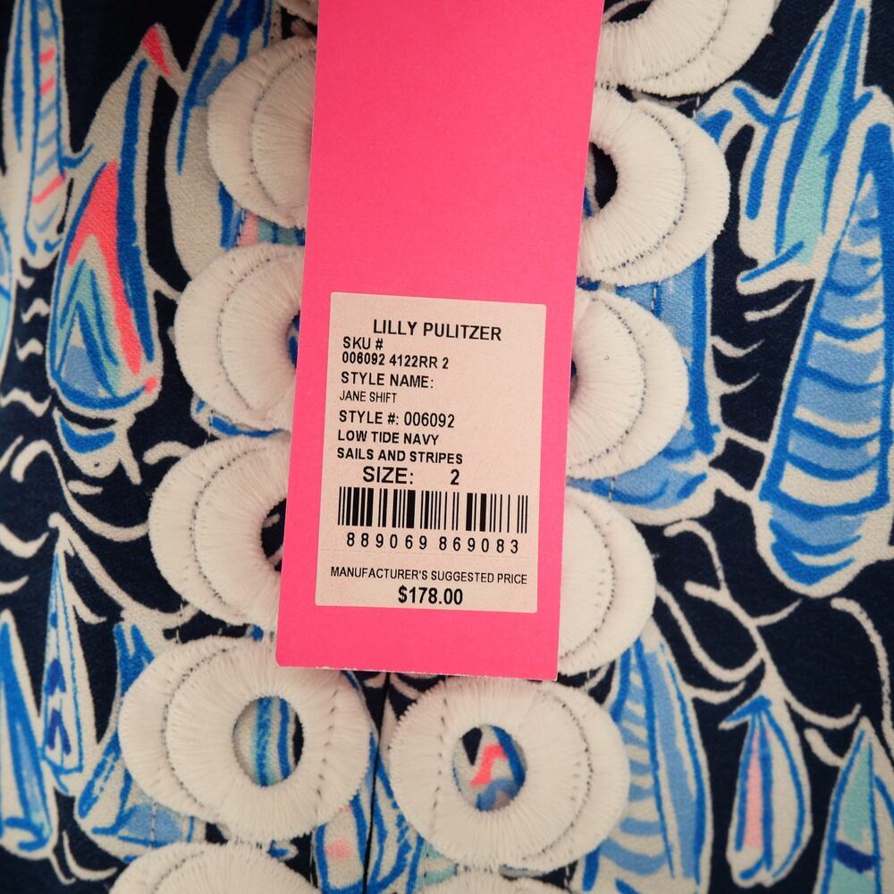 NEW Lilly Pulitzer Women's 2 Dress Jane Shift Low Tide Navy Preppy Resort Wear - Picture 5 of 11